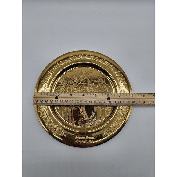 Dirilyte Gold Metal Christmas Plates Russia, Portugal & Australia Vintage Rare - Picture 3 of 12